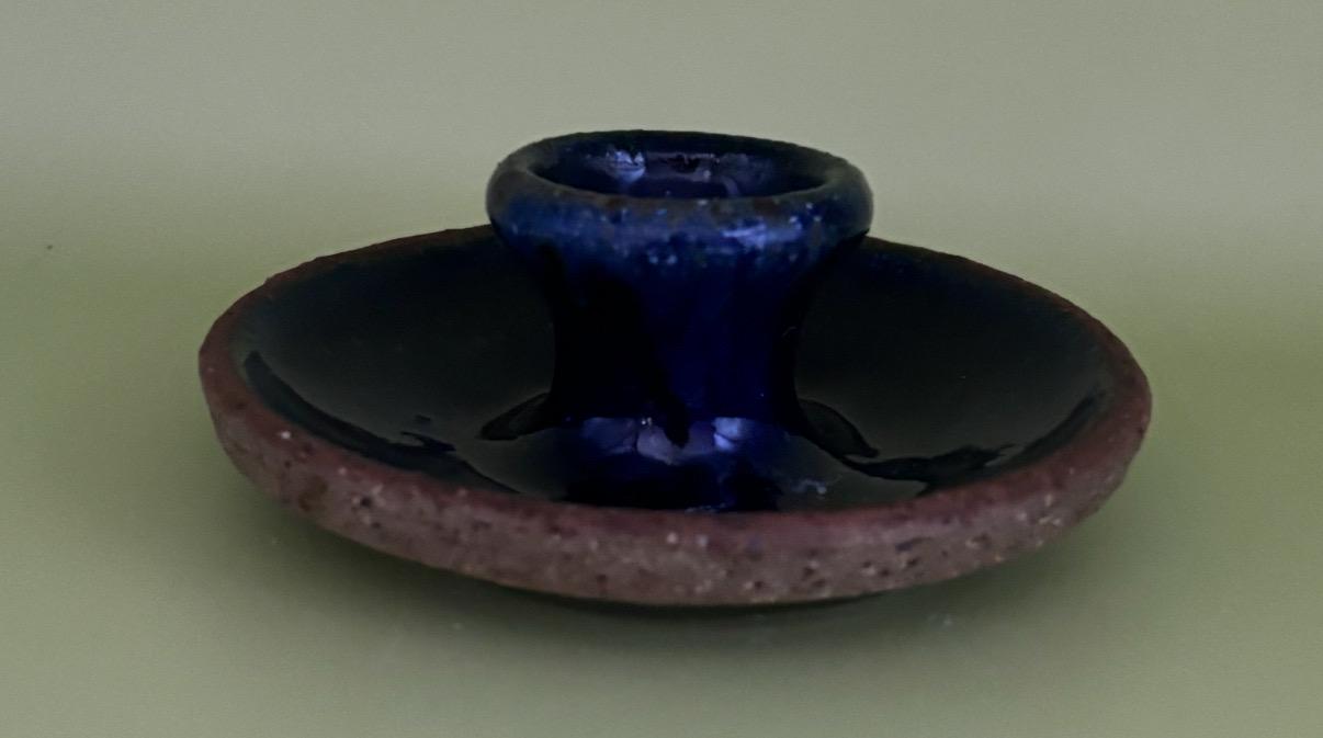 Vintage Mini Jug Pottery Piece with Cobalt Blue Lover Antiques and Vintage