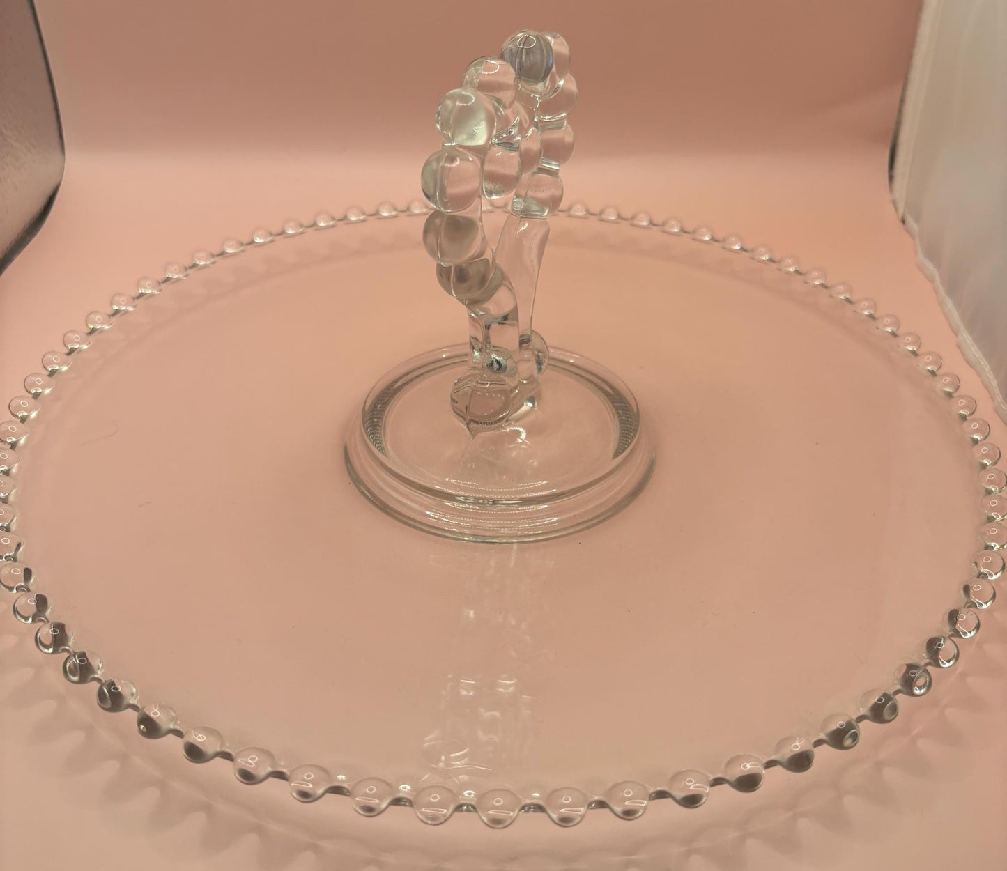 Antique Imperial Glass Heart Handle Pastry Tray Hors d'oeuvres Platter Lover Antiques and Vintage