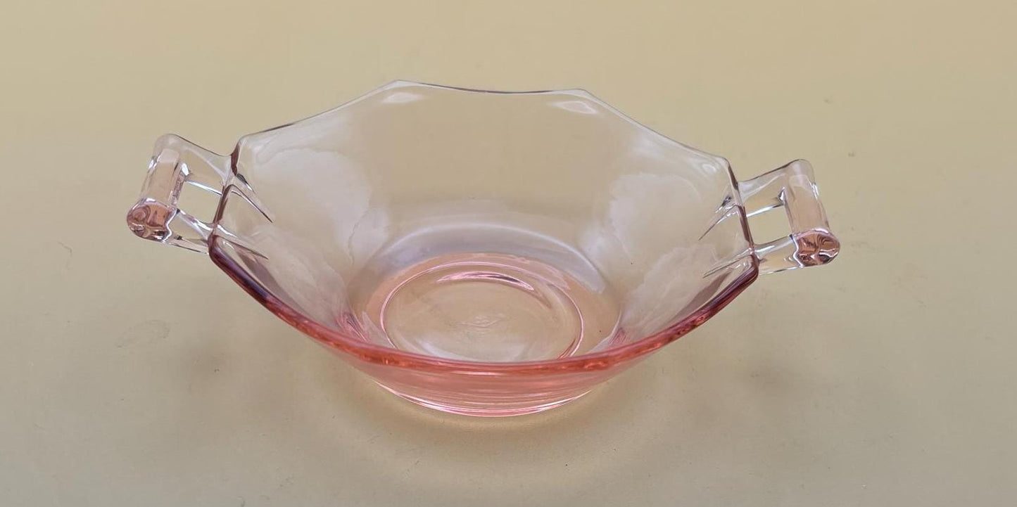 Antique Heisey Pink Glass Small Nut or Candy Dishes Set of 2 Pink Glass with Handles Lover Antiques and Vintage