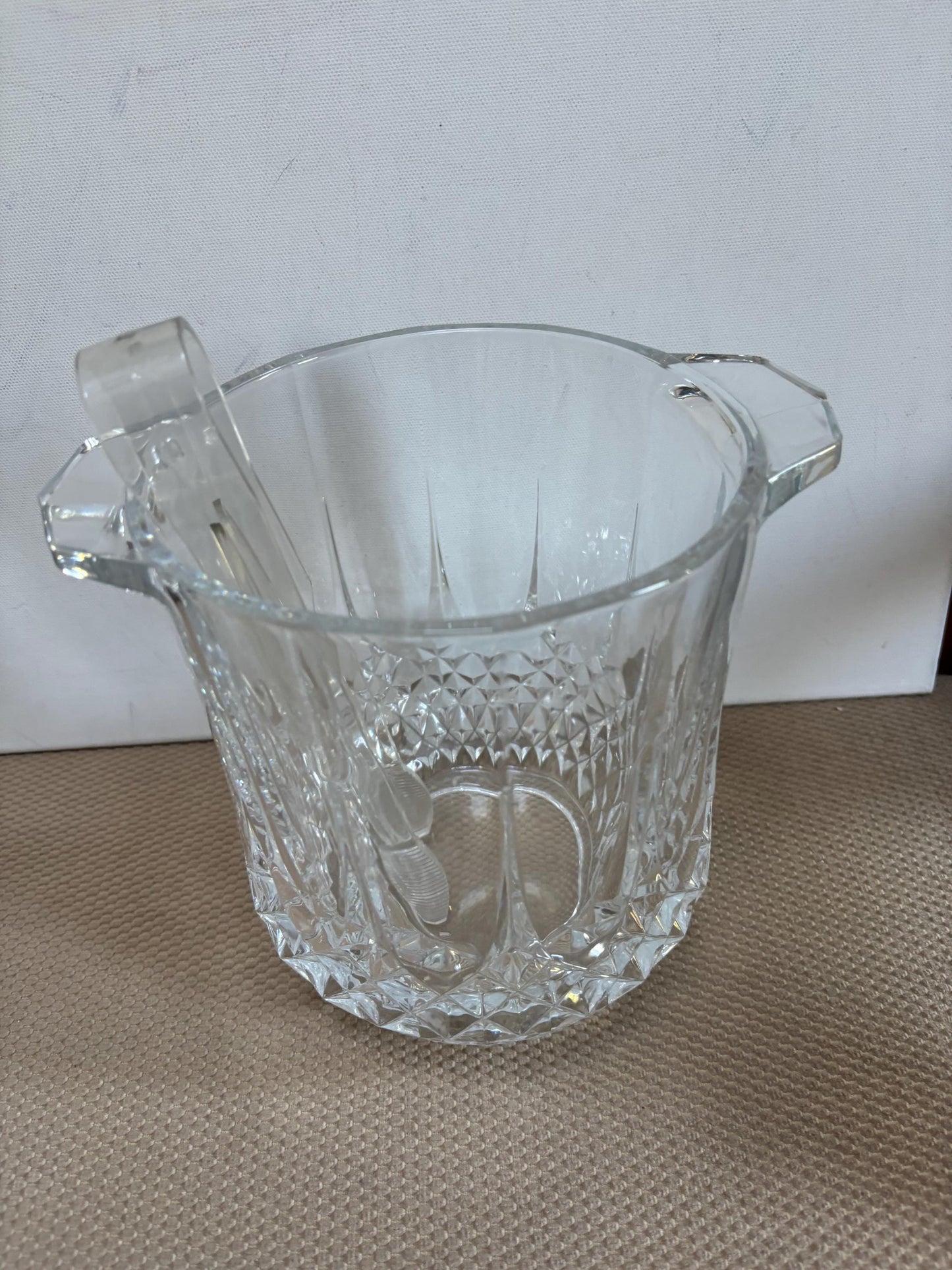Vintage Crystal Ice Bucket with Tongs Included Crystal Cut Glass Art Lover Antiques and Vintage