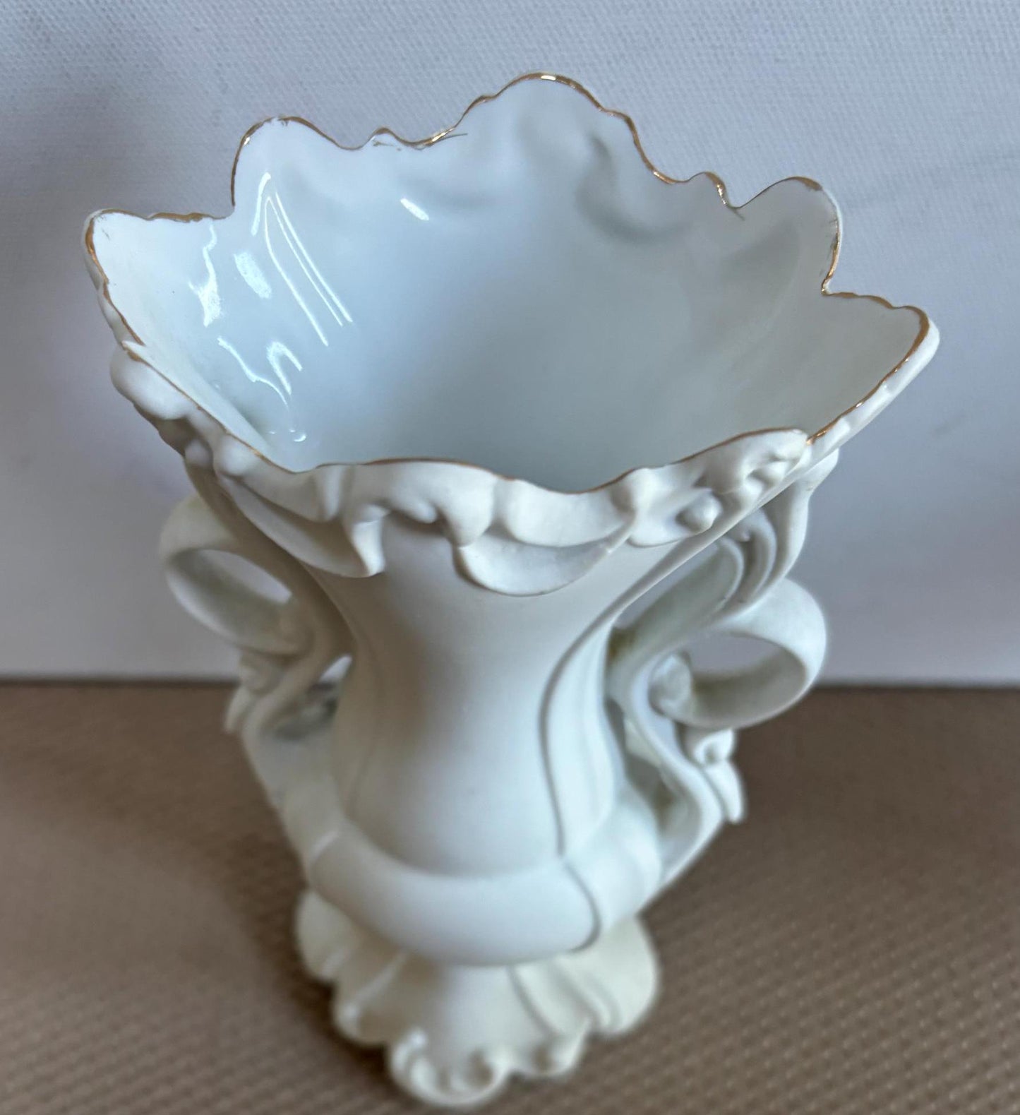 Vintage Lefton Vase with Double Handles Capodimonte Roses Hand Painted Porcelain Statue Number KW9209 Lover Antiques and Vintage