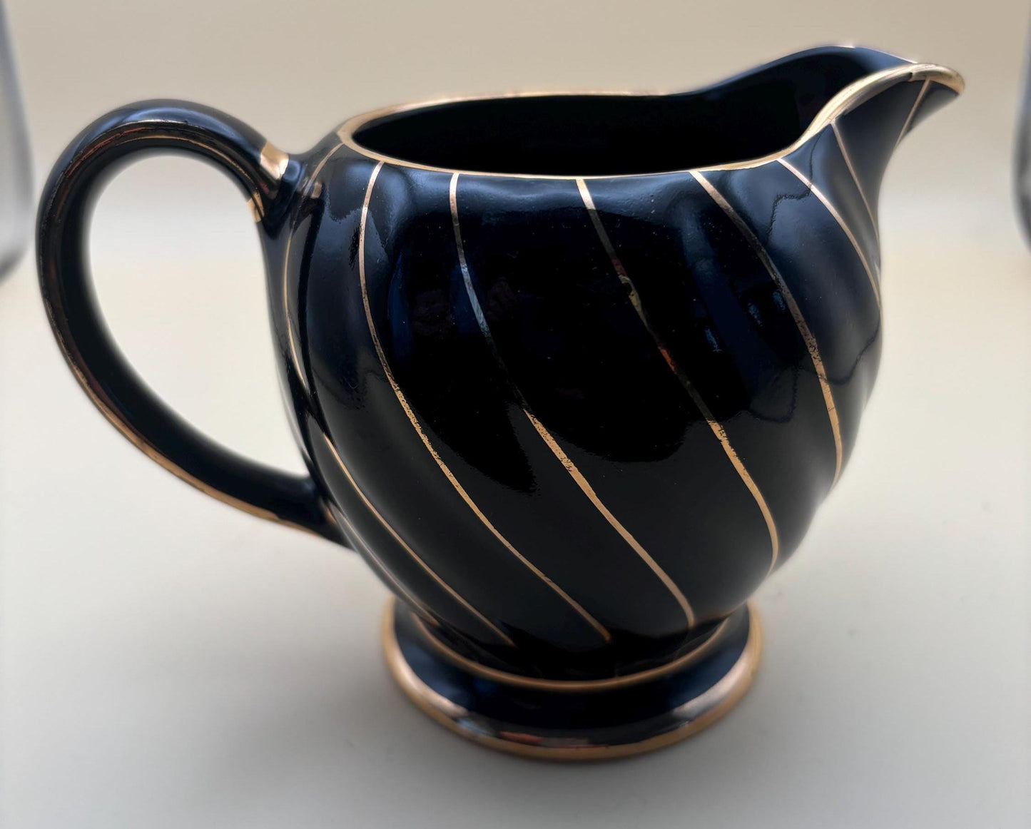 Vintage Sandler England Black and Gold Creamer Lover Antiques and Vintage