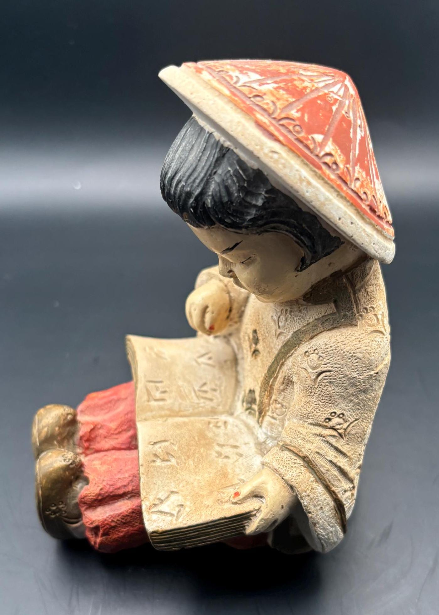 Vintage Girl Reading A Book Porcelain Japanese Figurine Lover Antiques and Vintage