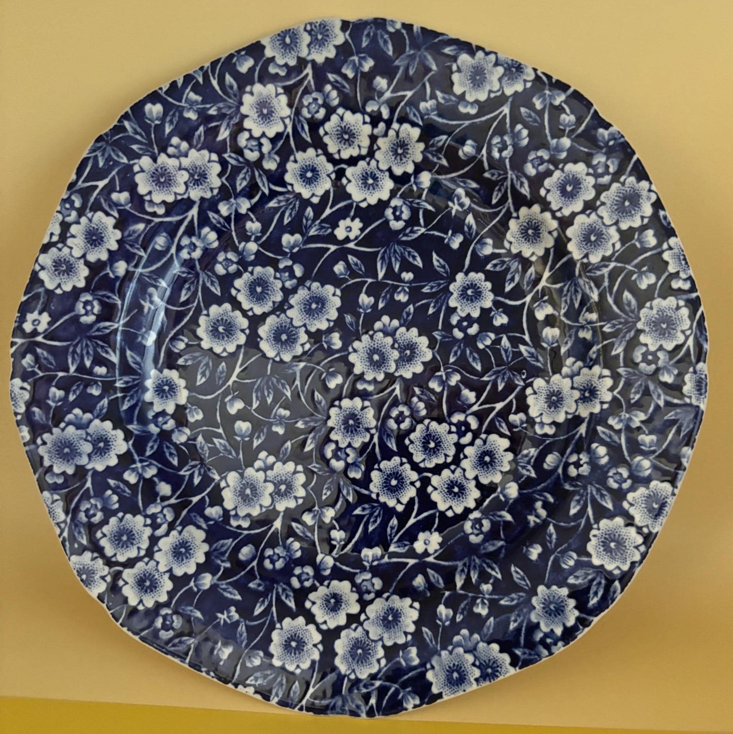 Vintage CALICO Blue Flower Dessert Plates Royal Crownford Ironstone England Blue and White Floral Transferware Lover Antiques