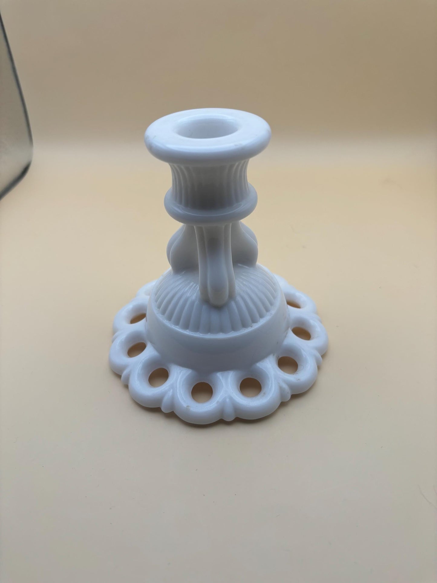 Vintage Westmoreland Scalloped Milk Glass Candle Stick Holder Lover Antiques and Vintage