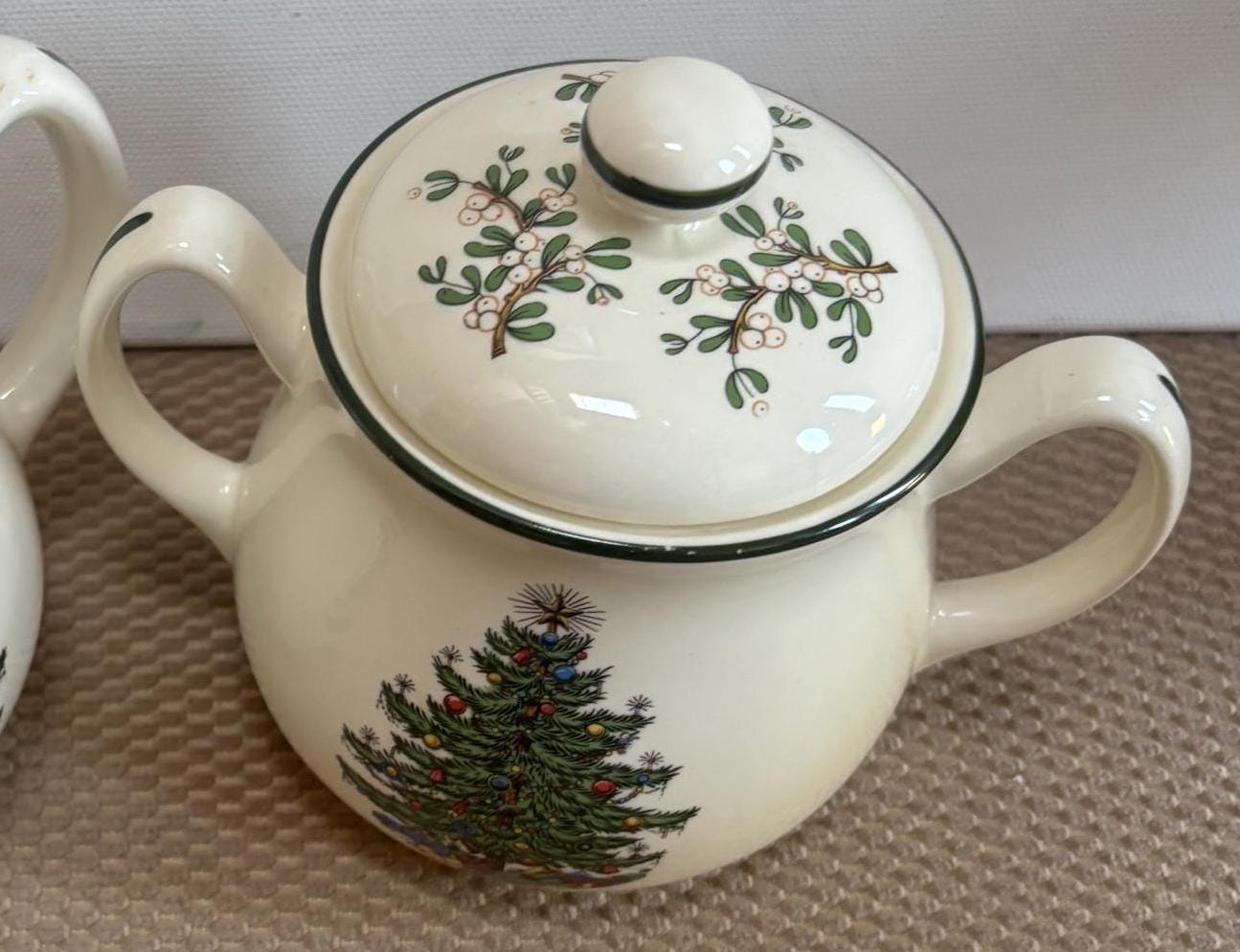 Vintage Christmas Tree Sugar Bowl with Lid by Cuthbertson Made in England Double Handle Sugar Dish Lover Antiques and Vintage