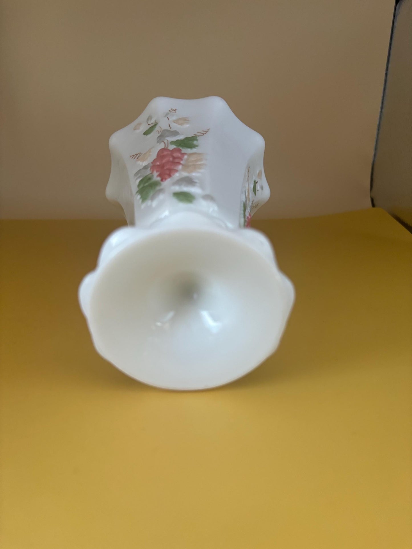 Vintage Westmoreland Hand Painted Milk Glass Footed Vase Lover Antiques and Vintage