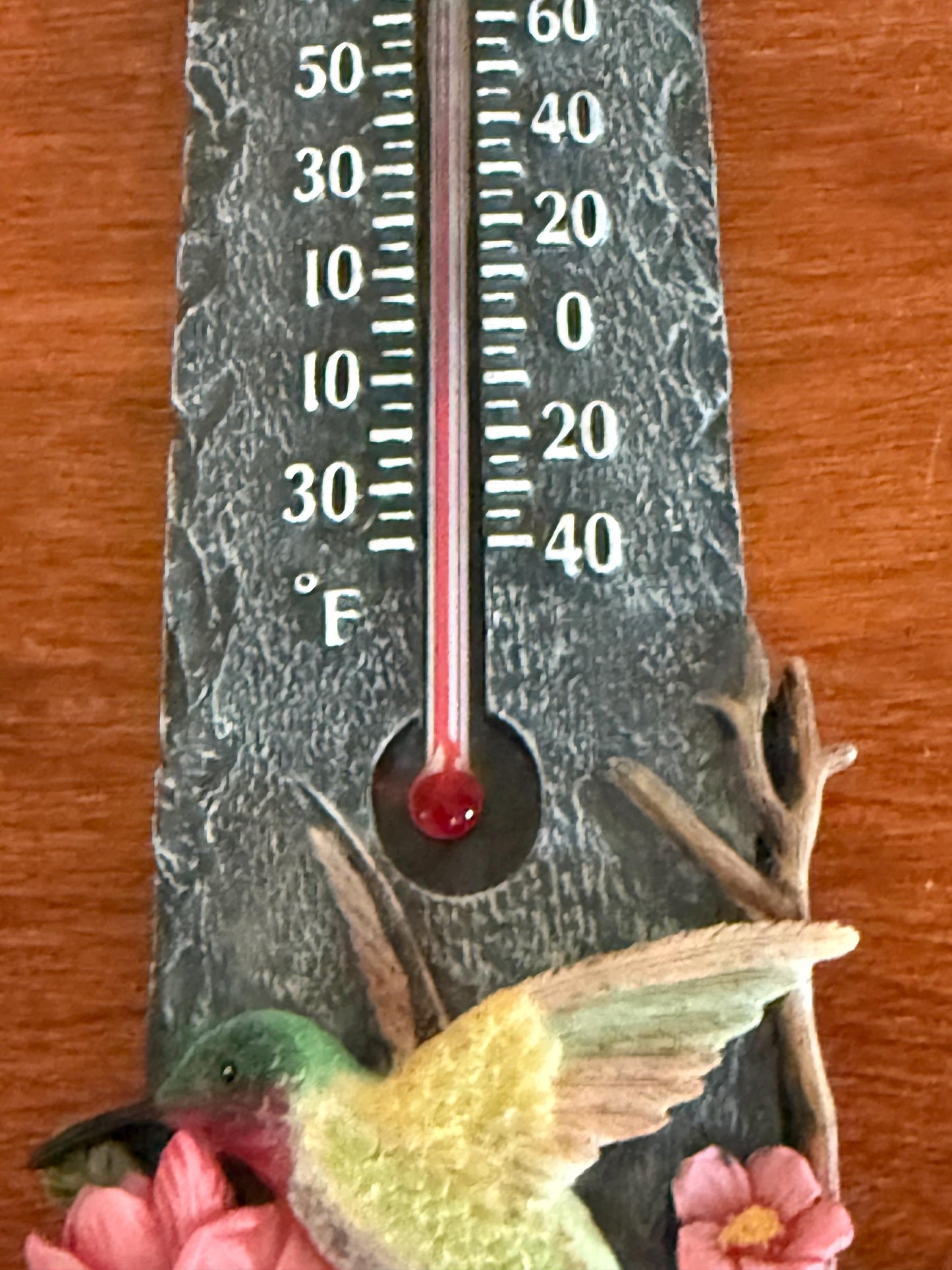 Vintage Hummingbird Thermometer Ceramic and Slate Very Nice Gift Lover Antiques and Vintage
