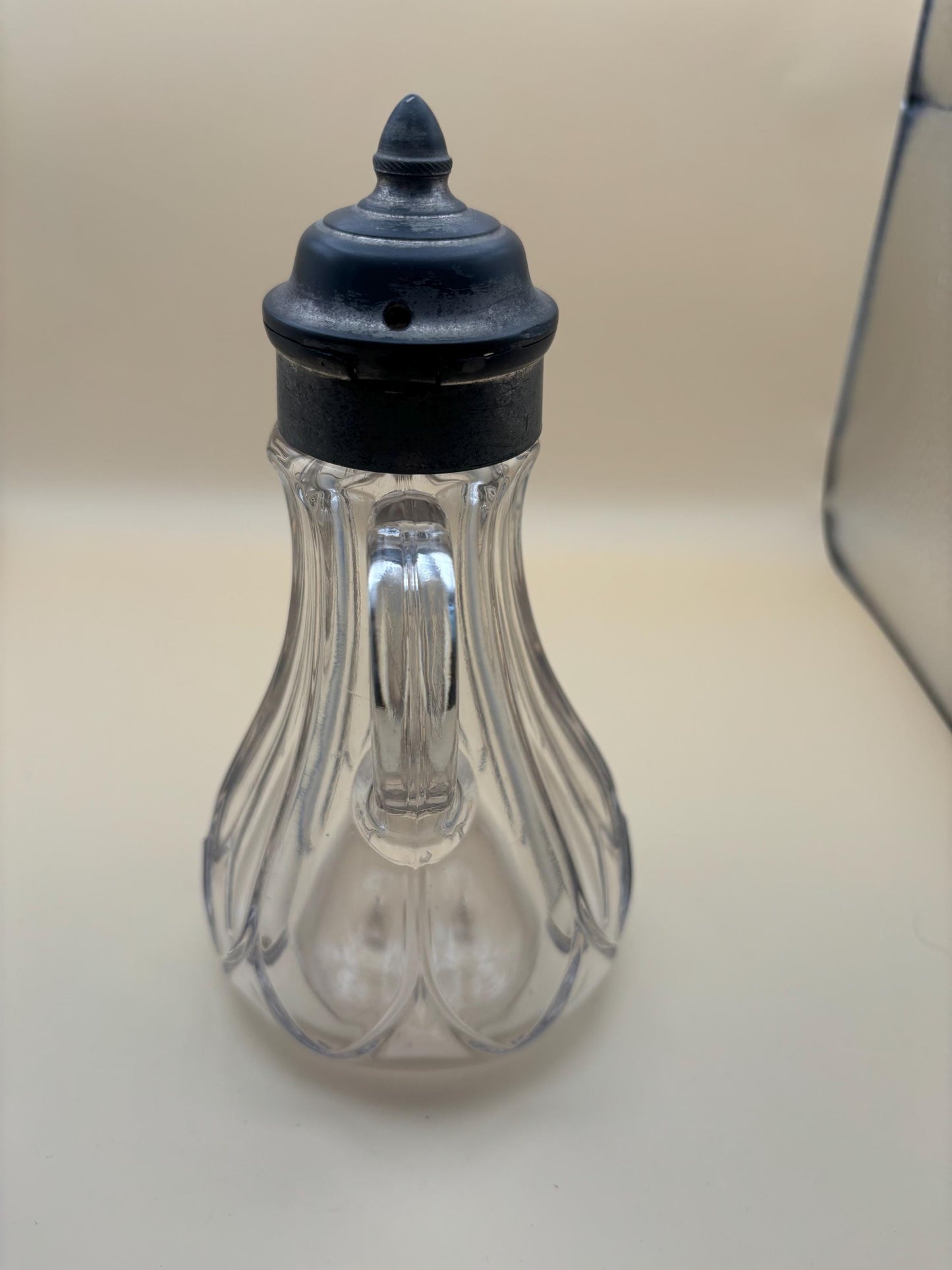 Antique Sandwich Glass Syrup Pitcher Crystal Etched Glass Jug Lover Antiques and Vintage