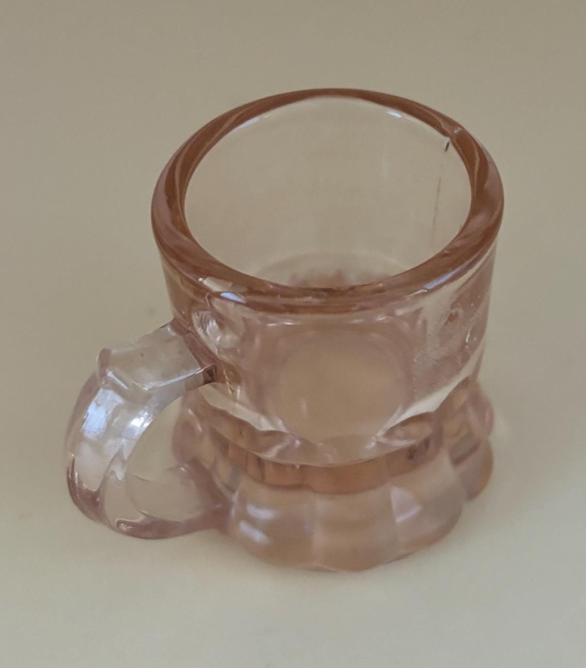 Vintage Pink Shot Glass with Handle Mini Beer Mug Shot Glass Lover Antiques and Vintage