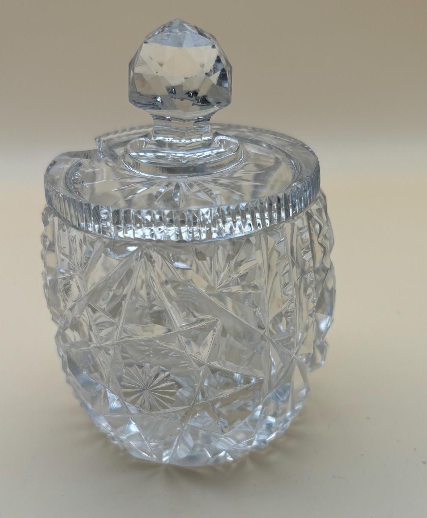 Antique Cut Crystal Sugar Bowl with Lid Lover Antiques and Vintage