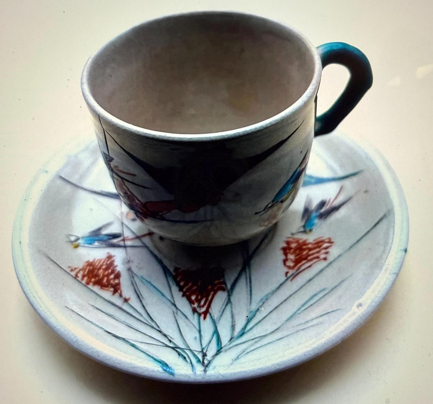 Antique Hand Painted Porcelain Tea Cup and Saucer RARE & Beautiful! Lover Antiques and Vintage