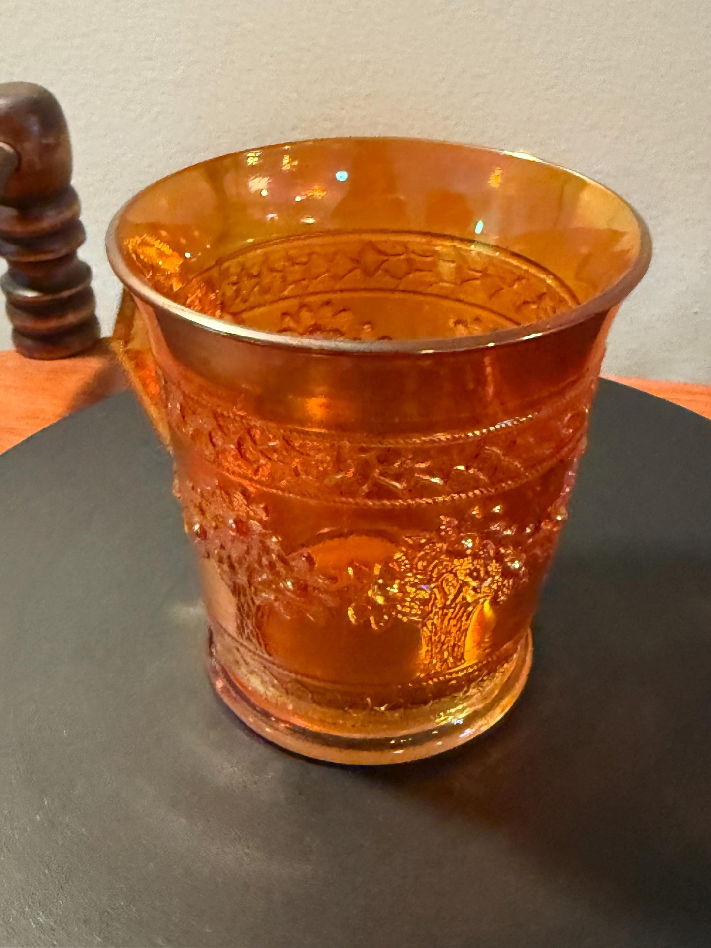 Antique Fenton Marigold Carnival Glass Mug Orange Carnival Glass Cup with Handle Lover Antiques and Vintage