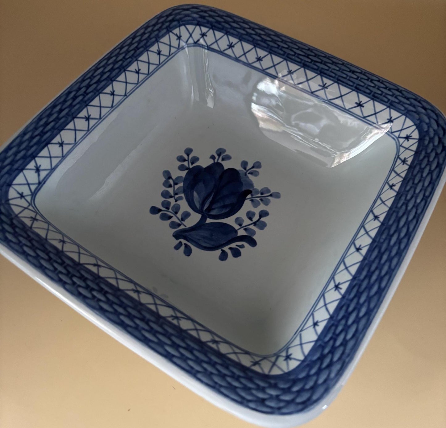Vintage Royal Copenhagen Square Serving Dish Alumni Faience Tranquebar Porcelain Blue Bowl Dish Number 1337 Lover Antiques and Vintage