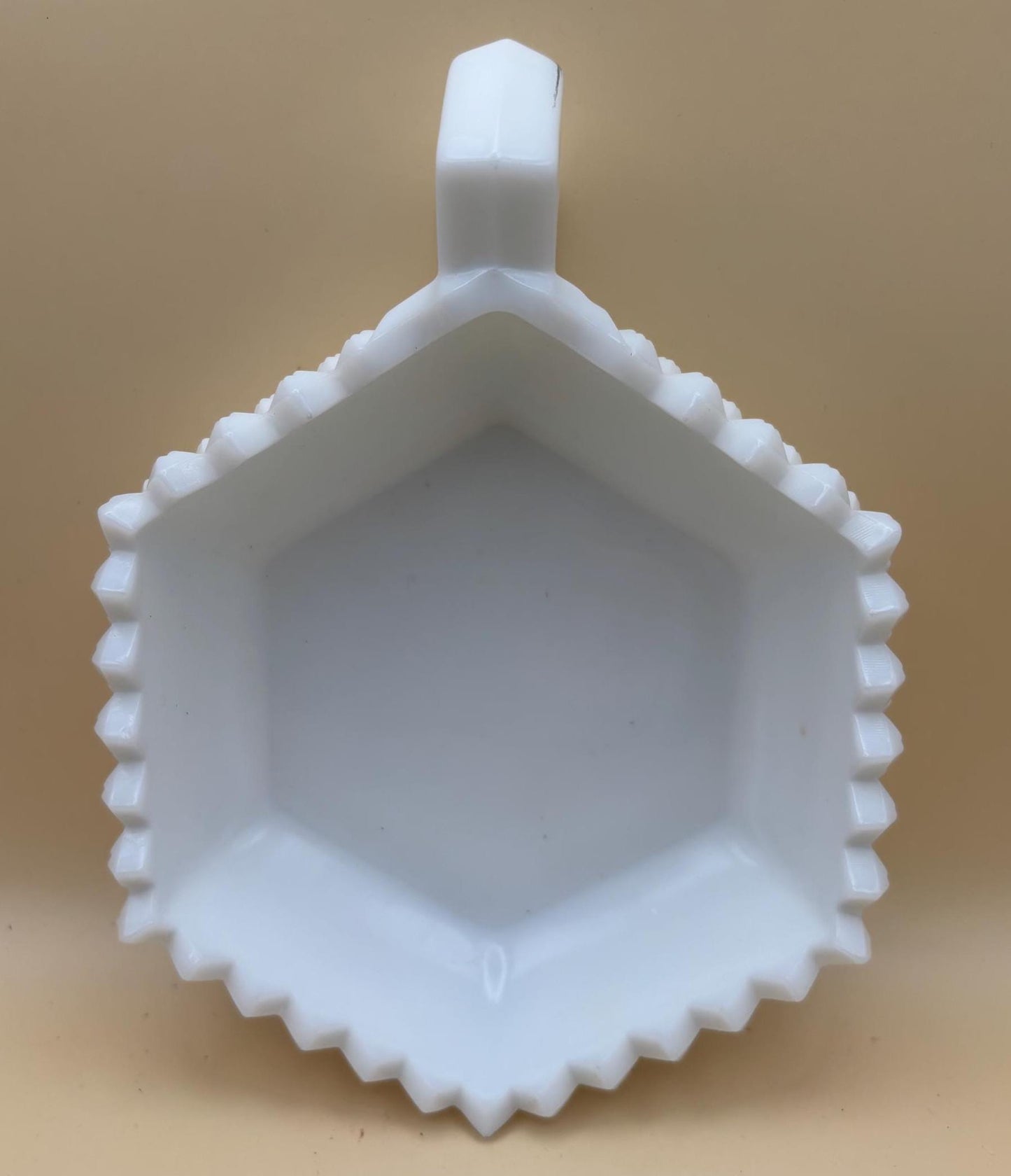 Vintage Westmoreland Diamond Hobnail Milk Glass Bowl with Handle Lover Antiques and Vintage