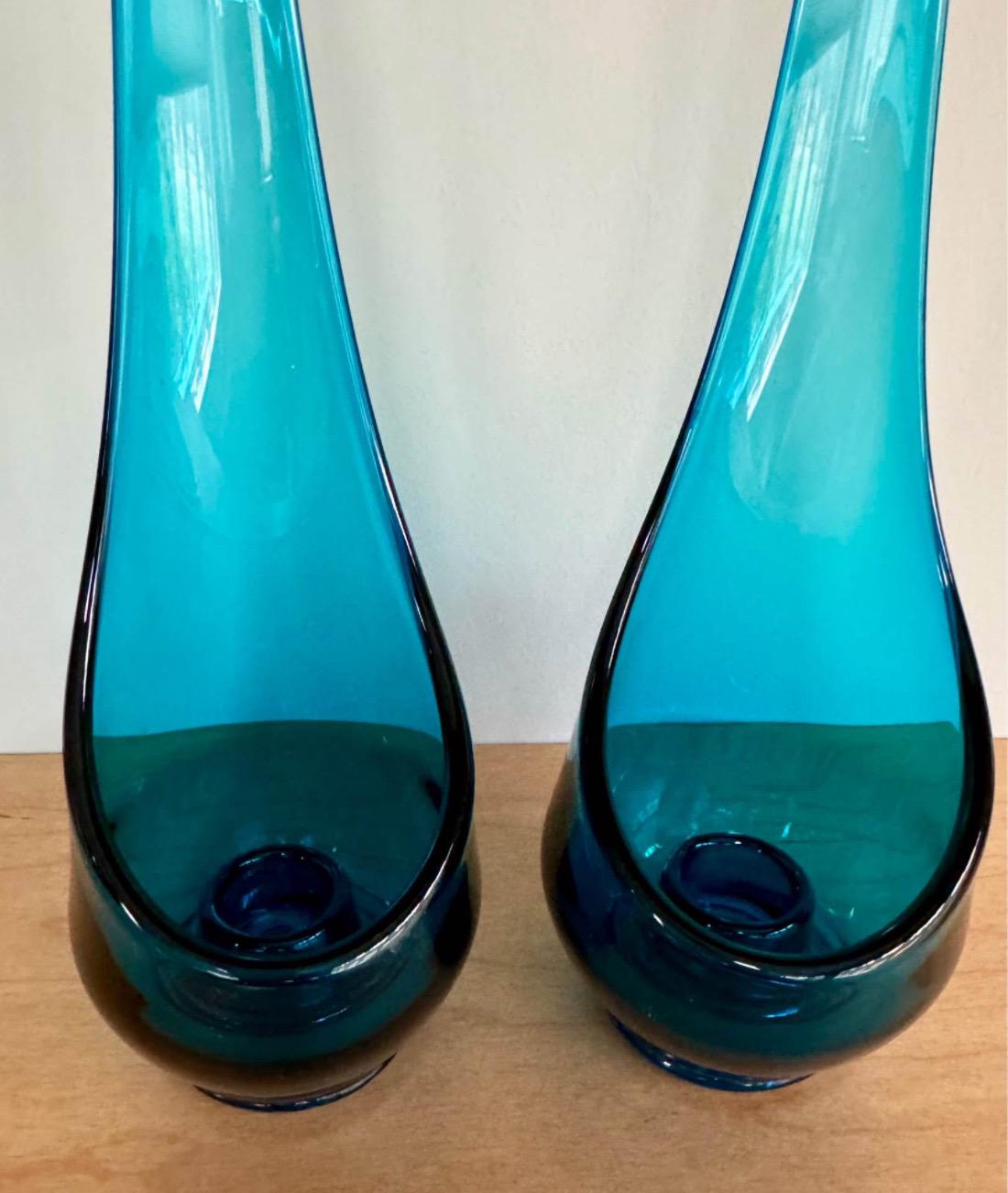 Vintage Viking Bluenique Swung Vase Viking Blue Candleholders Set of 2 Lover Antiques and Vintage