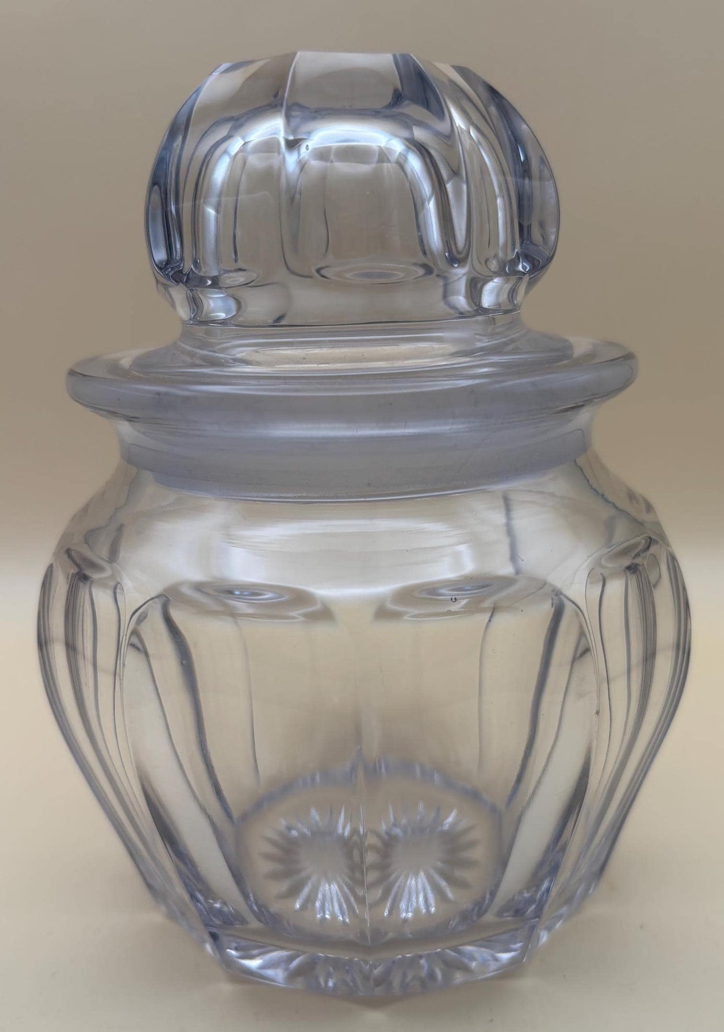 Antique Apothecary Jar with Lid Cut Crystal Glass Footed Vase Lover Antiques and Vintage