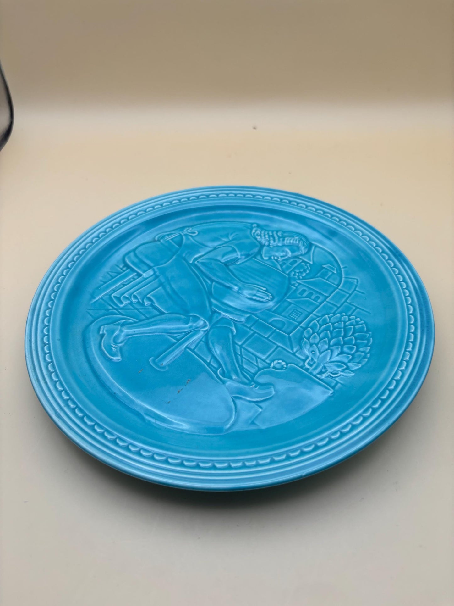 Vintage World's Fair Fiesta Turquoise Ceramic Plate "The American Potter" Homer Laughlin Blue Plate Lover Antiques and Vintage