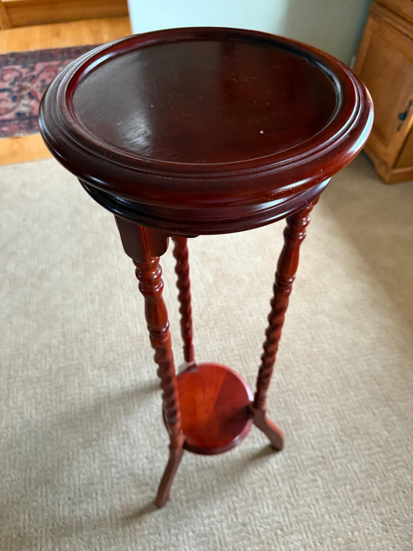 Antique Barley Twist Tall Plant Stand Side Table Pretty Accent Table Lover Antiques and Vintage