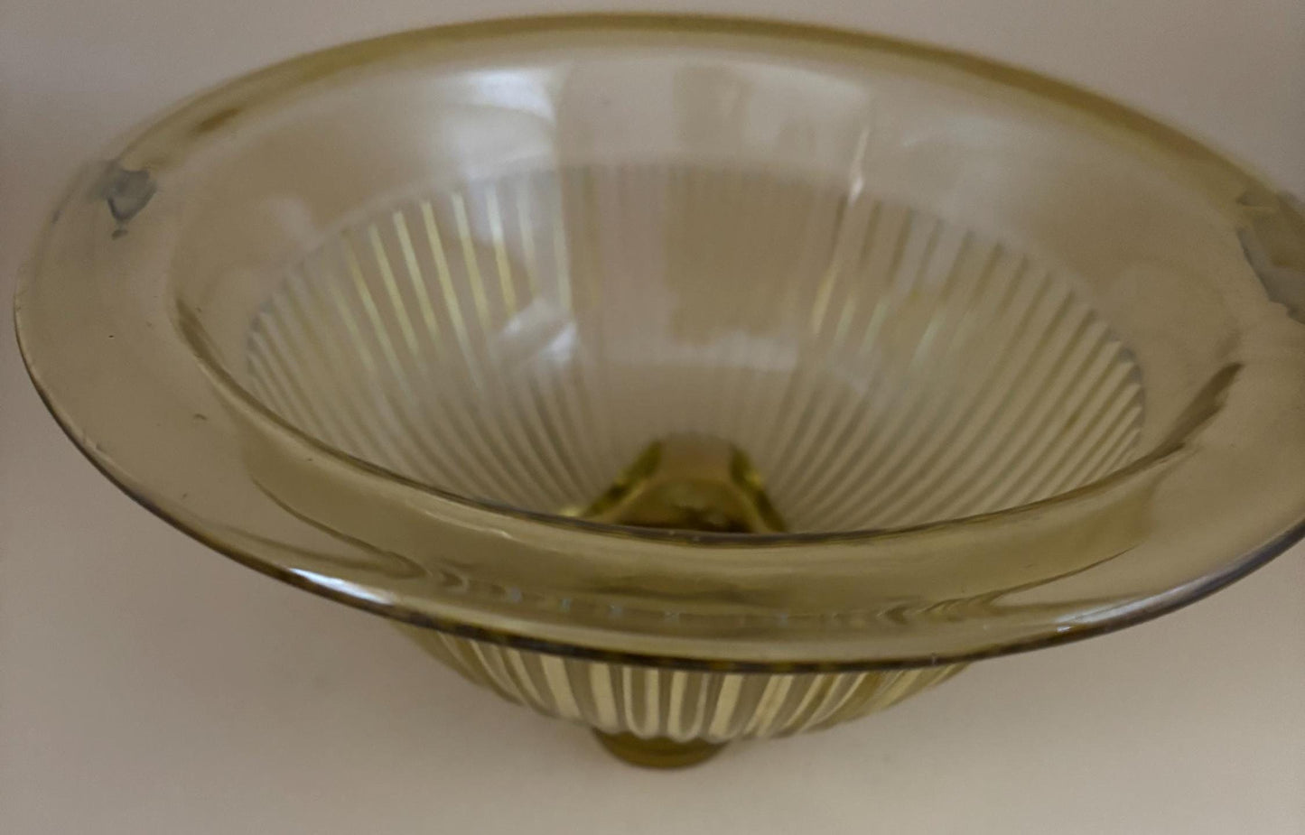 Depression Glass Mixing Bowl Federal Glass Company Ribbed Lower Panel Golden Glow Yellow Bowl Lover Antiques and Vintage