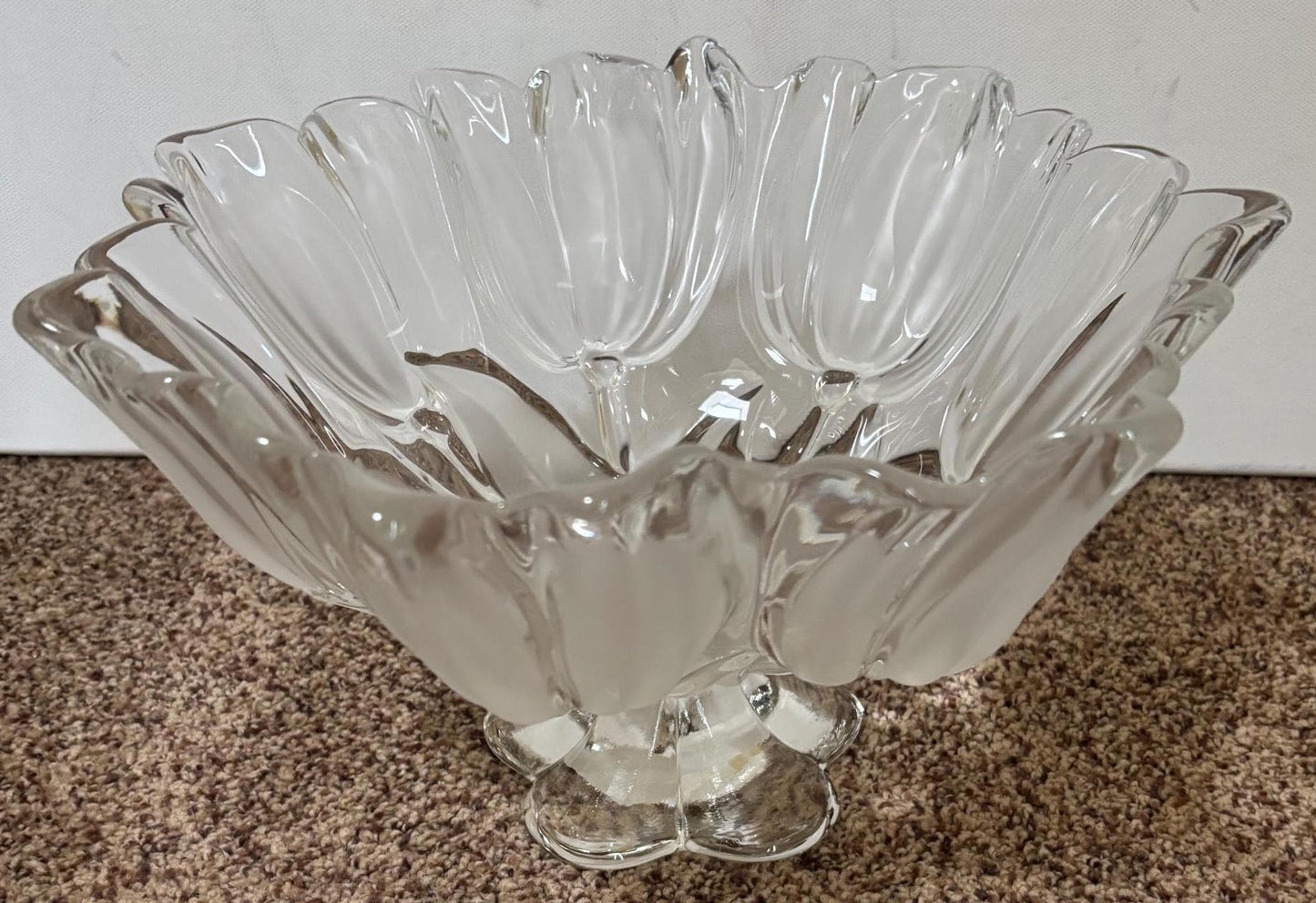 Vintage Mikasa Tulip Satin Etched Bowl Petals of Flowers Frosted Glass Vase Art Glass Lover Antiques and Vintage