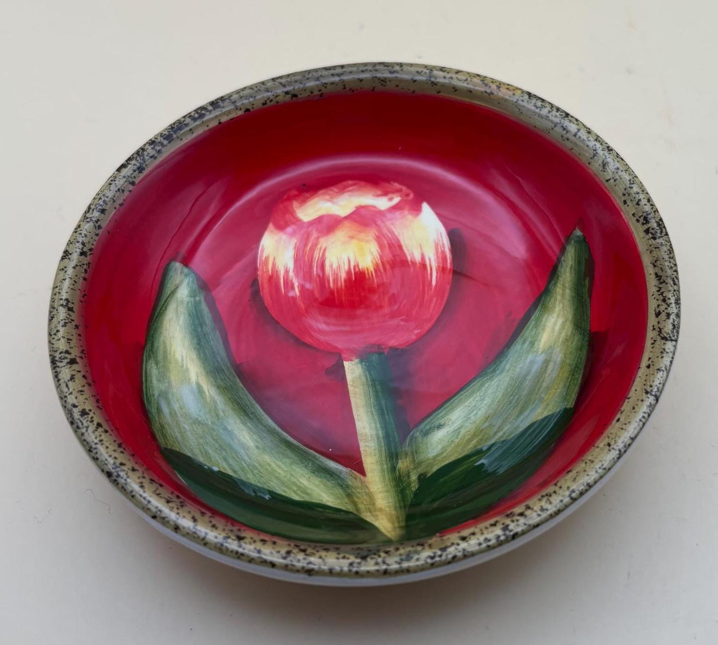 Vintage Tulip Oil Dispenser with Stopper Dipping Plates and Tray Hand Painted Cruet Decanter Lover Antiques and Vintage