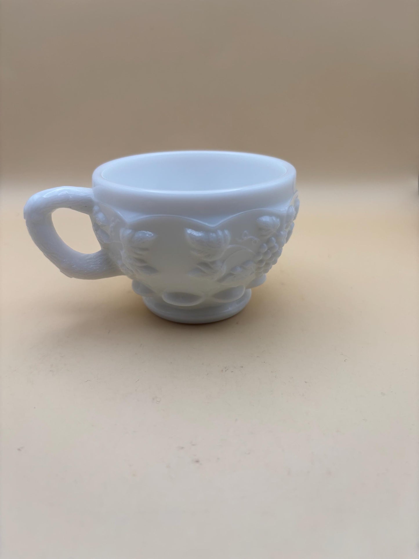 Vintage Westmoreland Diamond Hobnail Cup Milk Glass Grape Panel Mug Lover Antiques and Vintage