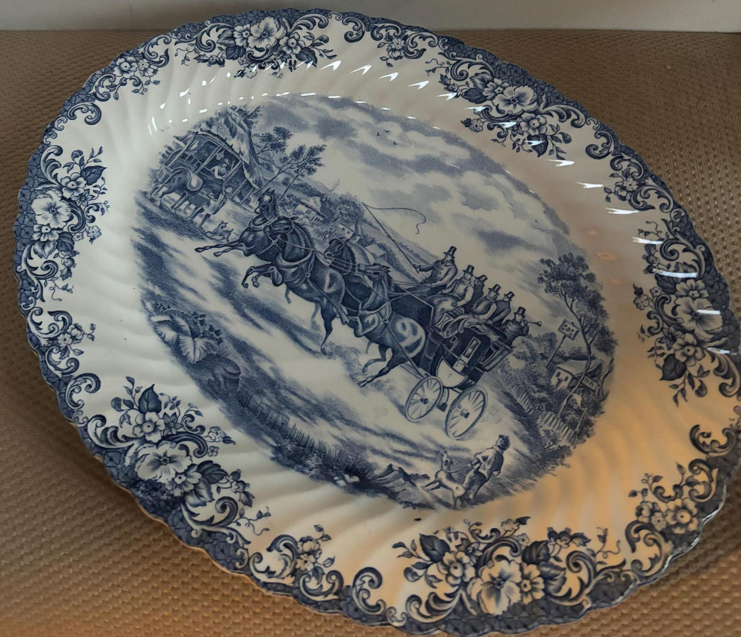 Vintage Johnson Bros Ironstone Hunting Country Dessert Plate Made in England Coaching Scenes Lover Antiques and Vintage