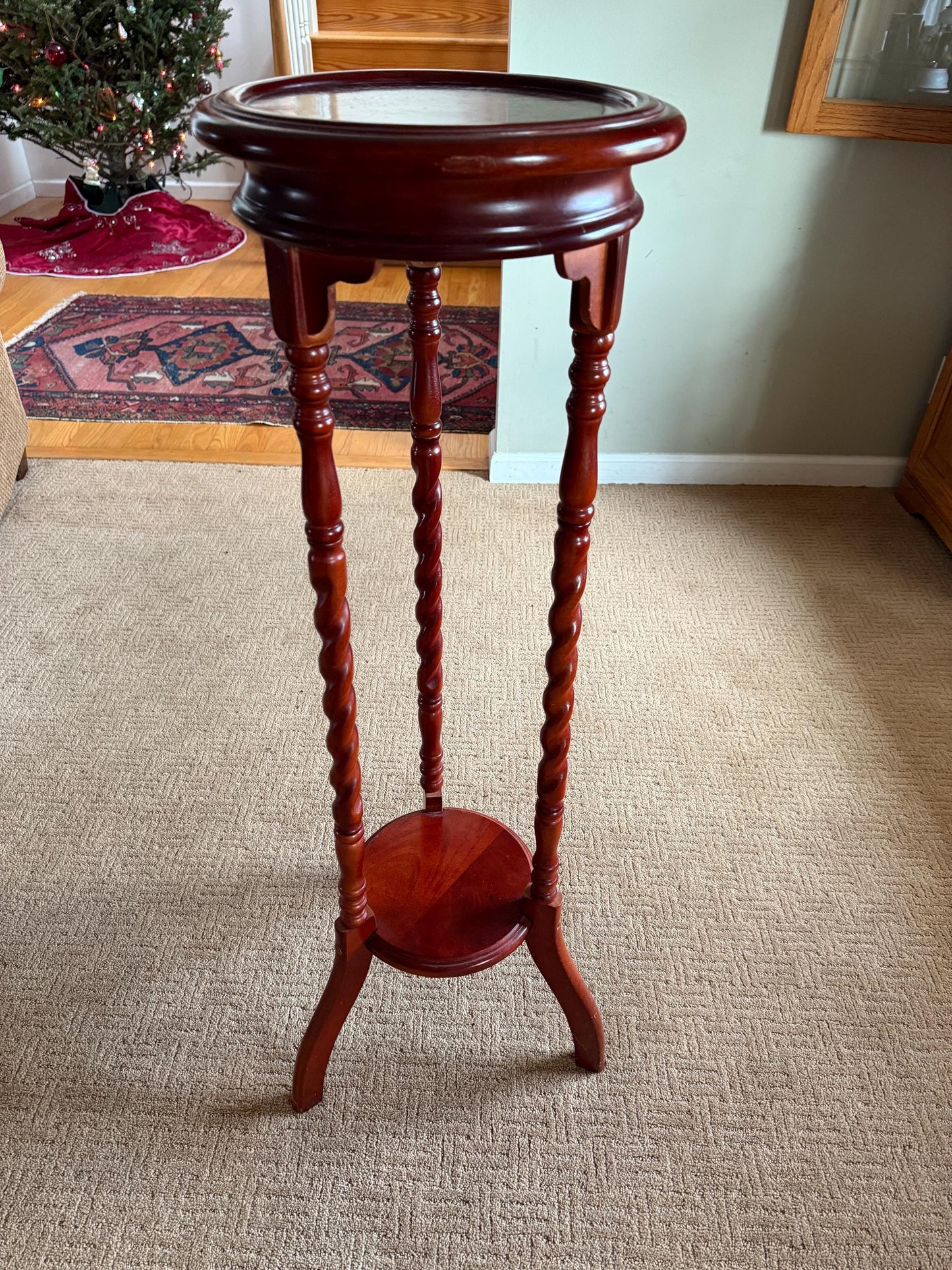 Antique Barley Twist Tall Plant Stand Side Table Pretty Accent Table Lover Antiques and Vintage