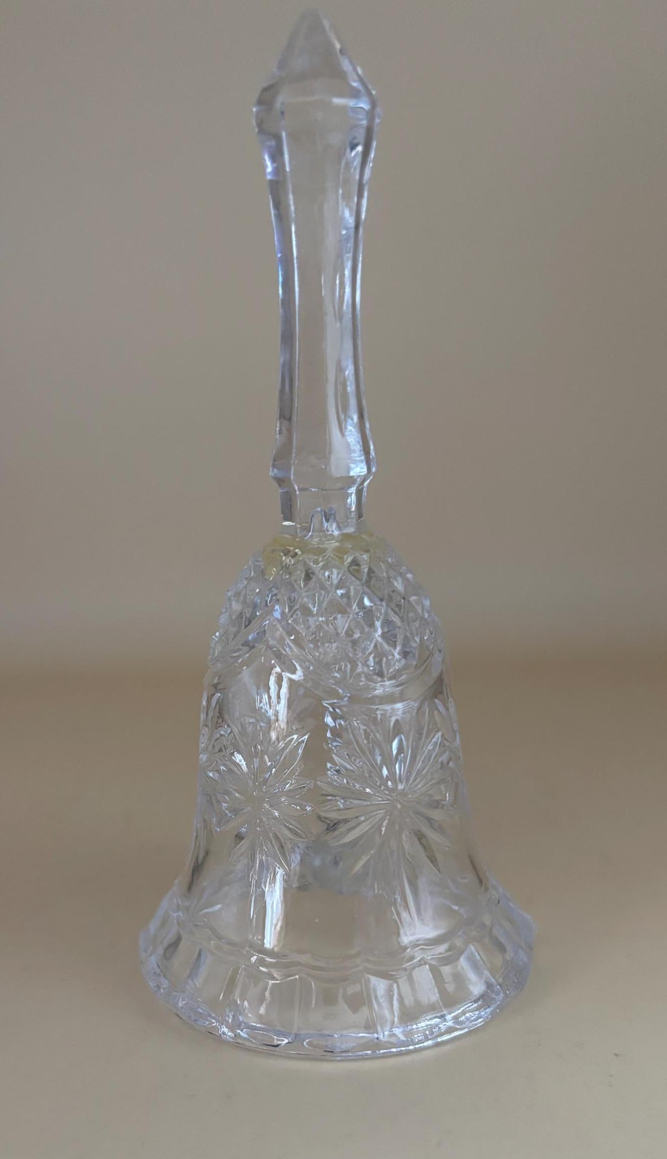 Vintage Crystal Cut Glass Bell Star of David Starburst Heavy Glass Bell Lover Antiques and Vintage