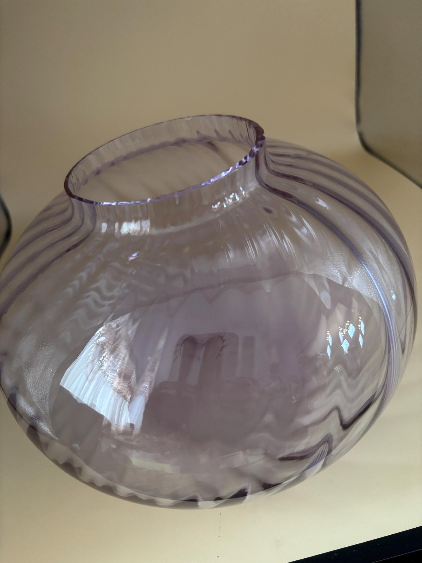 Vintage Alexandrite Spiral Glass Vase Purple Glass Optical Swirl Glass Vase Lover Antiques and Vintage
