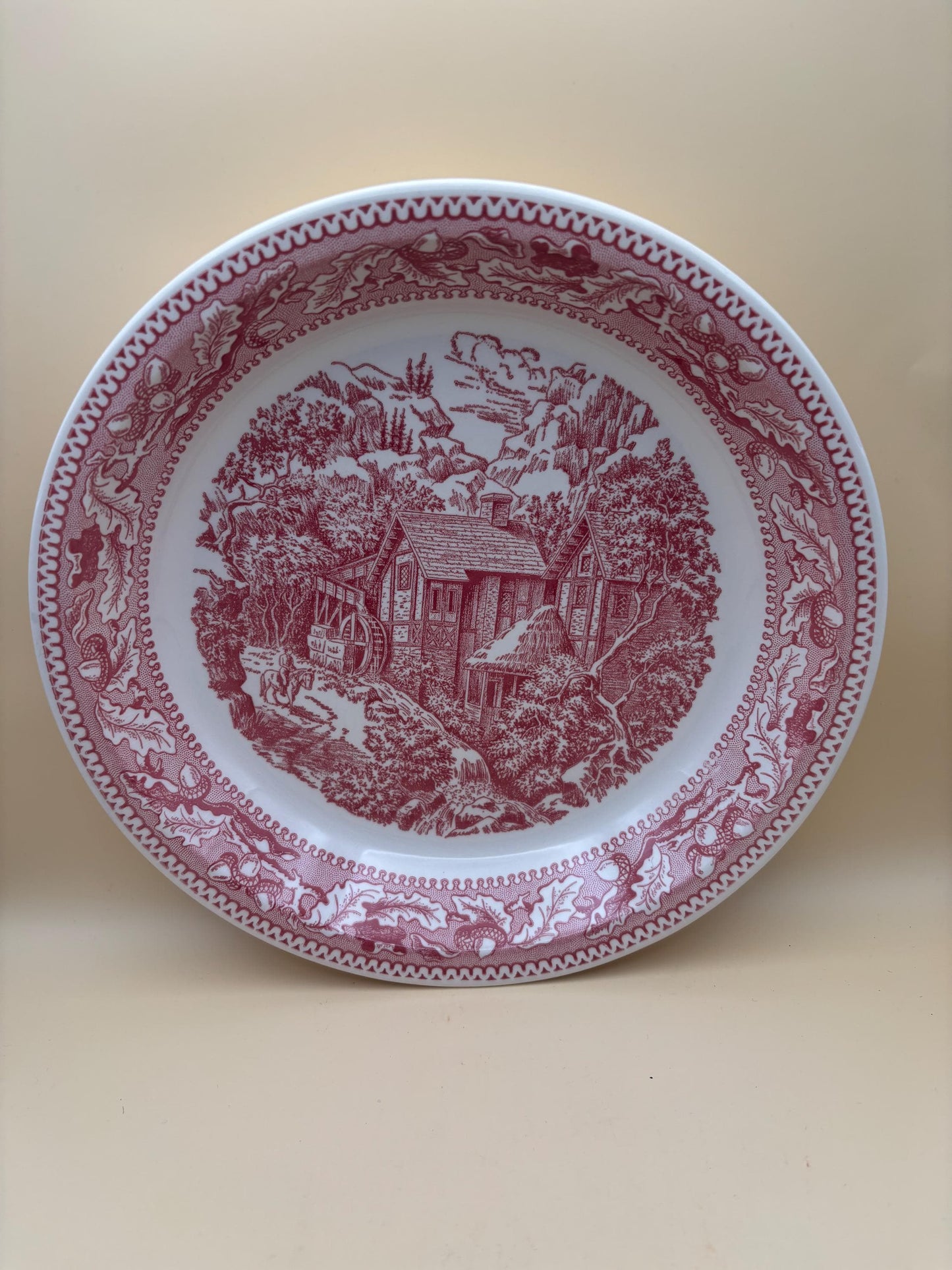 Vintage Red & White Pie Dish Transferware Red Deep Plate Dish Lover Antiques and Vintage