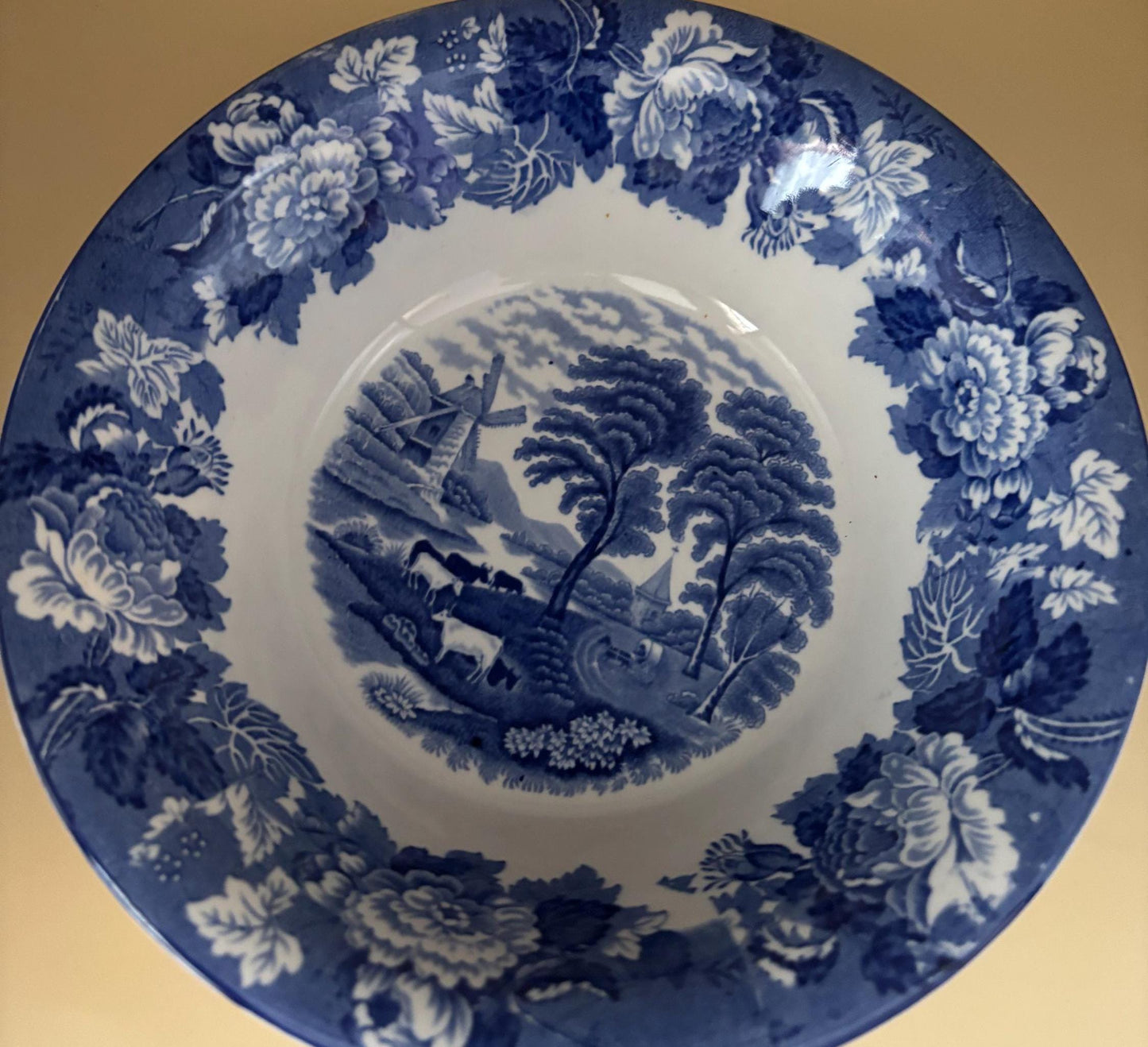 Enoch Wood's English Scenery Woods Ware Canton Wood & Sons of England Antique Blue and White Bowl Chinese Lover Antiques and Vintage
