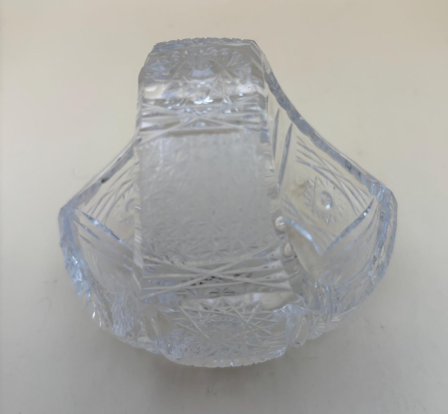 Vintage Crystal Glass Basket with Handle Lover Antiques and Vintage
