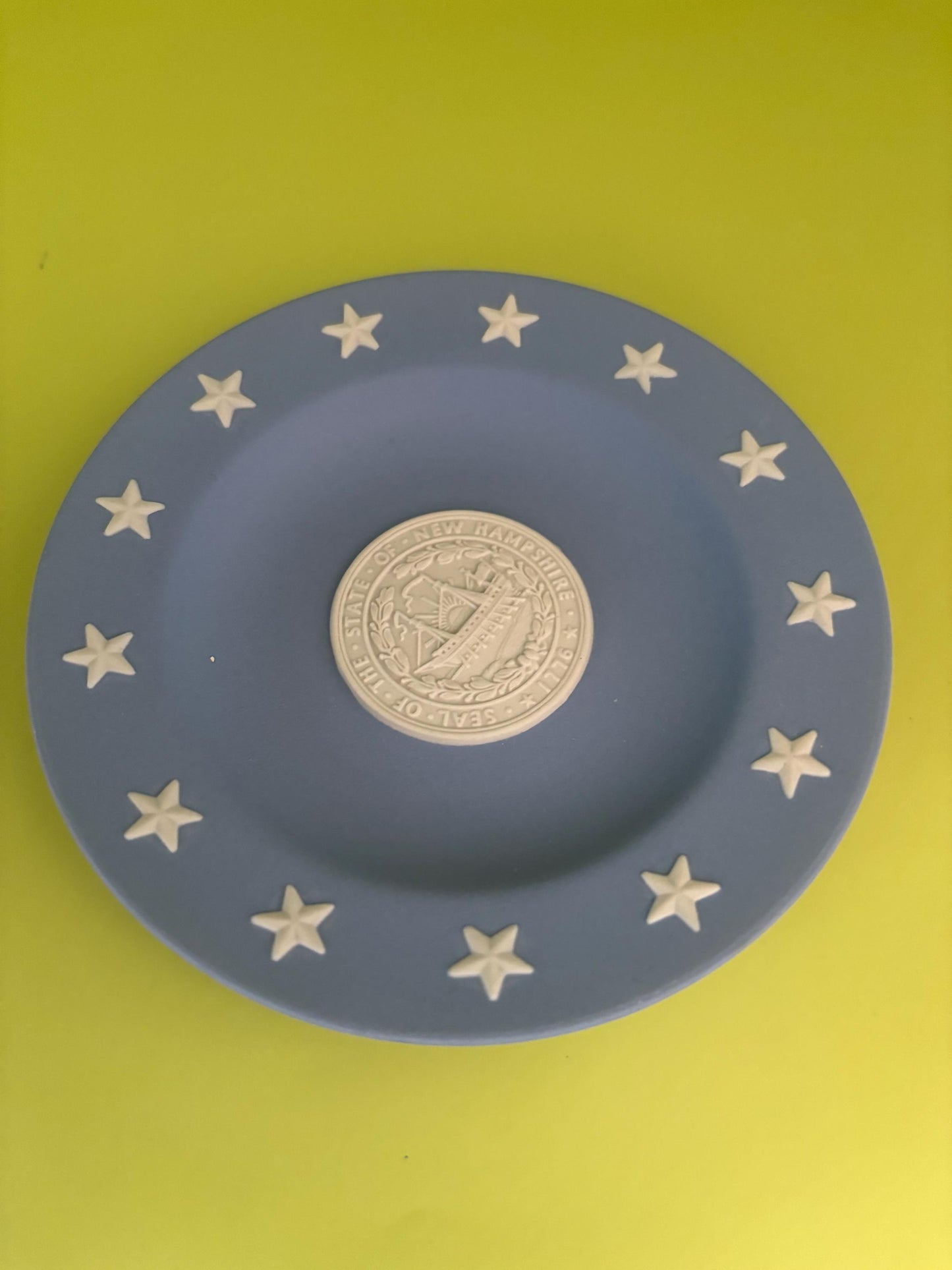 Vintage Wedgwood State of New Hampshire Seal Plate Blue Jasperware Plate Made in England Porcelain Lover Antiques and Vintage