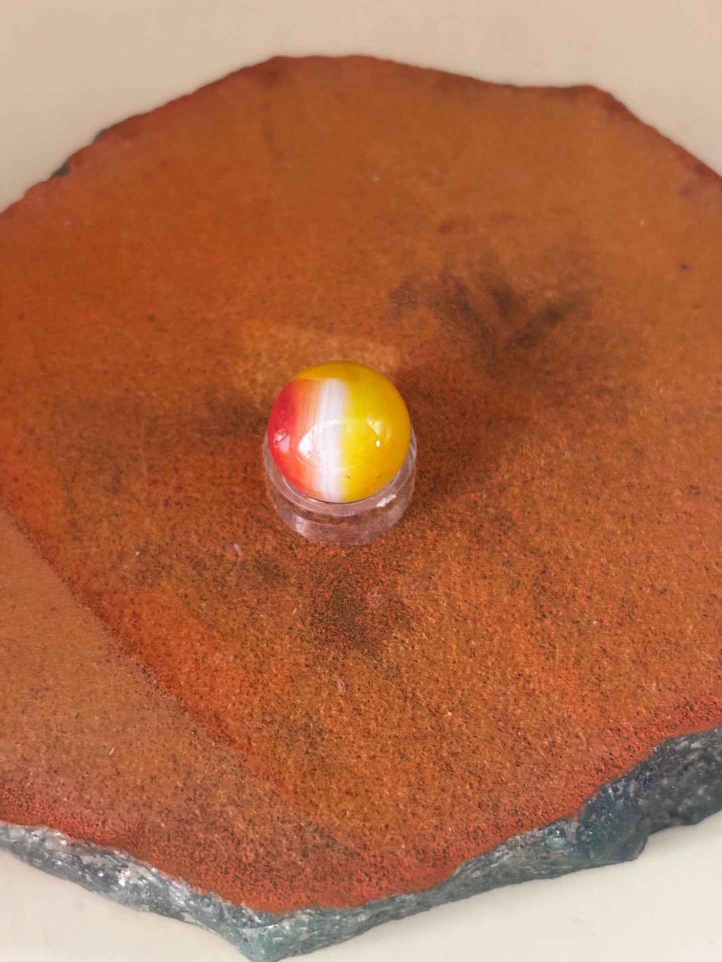 Vintage Vitro Blackline All Red Glass Marble Lover Antiques and Vintage