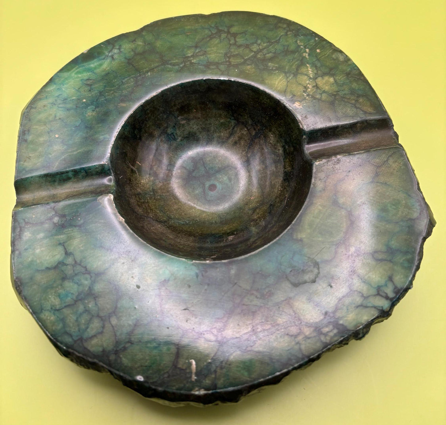 Vintage Green Alabaster Stone Ashtray From Italy Lover Antiques and Vintage