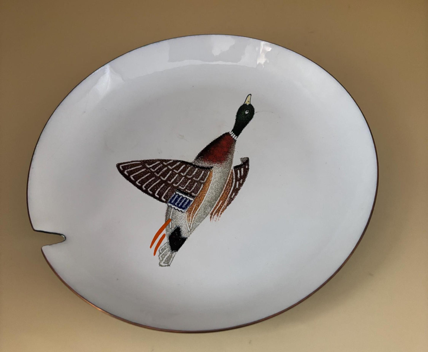 Vintage Mallard Enamel on Copper Plate Lover Antiques and Vintage