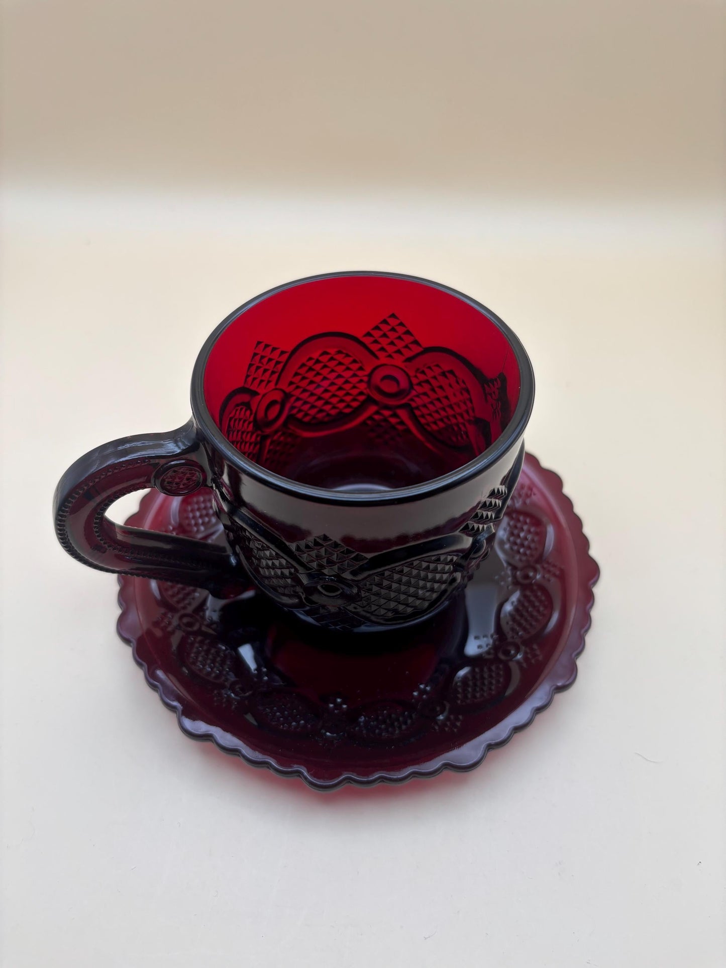 Vintage Avon Goblet Ruby Red Glass Wine Cup Red Glass Lover Antiques and Vintage