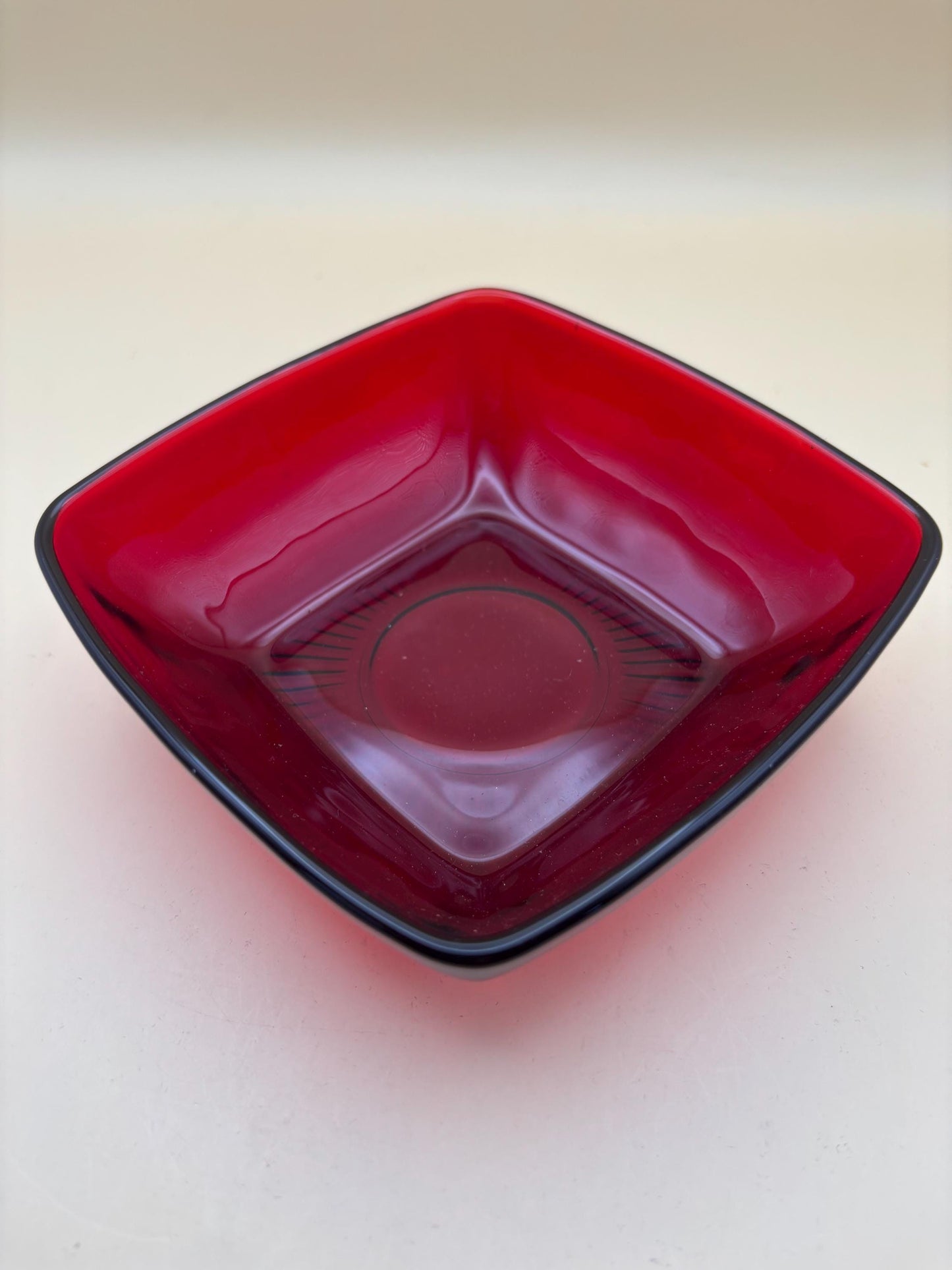 Vintage Ruby Red Square Bowl Anchor Hocking Gorgeous Red Bowl Lover Antiques and Vintage