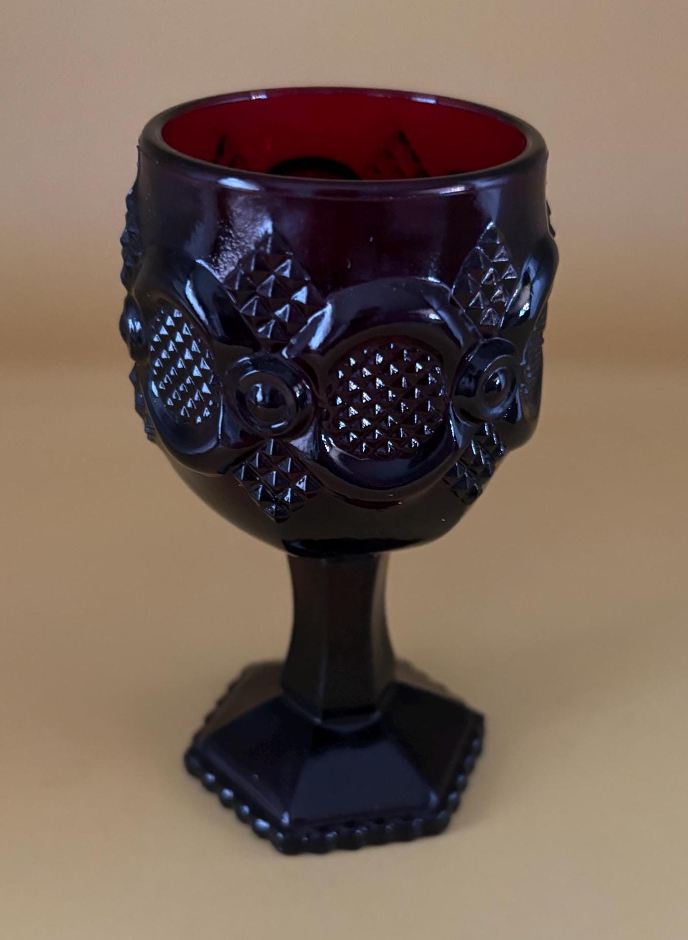 Vintage Collection of 9 Avon Ruby Red Glasses Wine Goblets Red Glass Cups Lover Antiques and Vintage