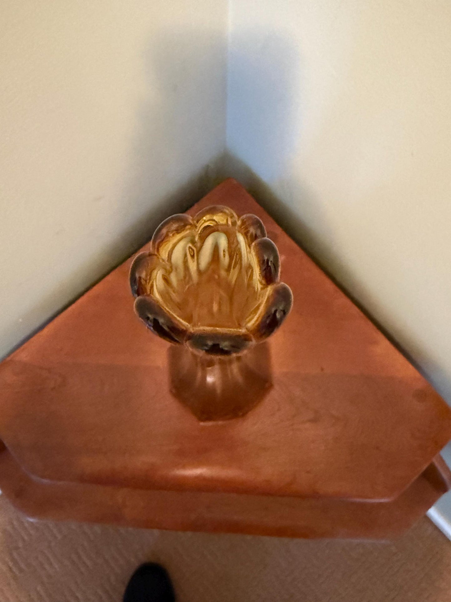 Vintage LE Smith 8 Panel Amber Swung Vase Lover Antiques and Vintage