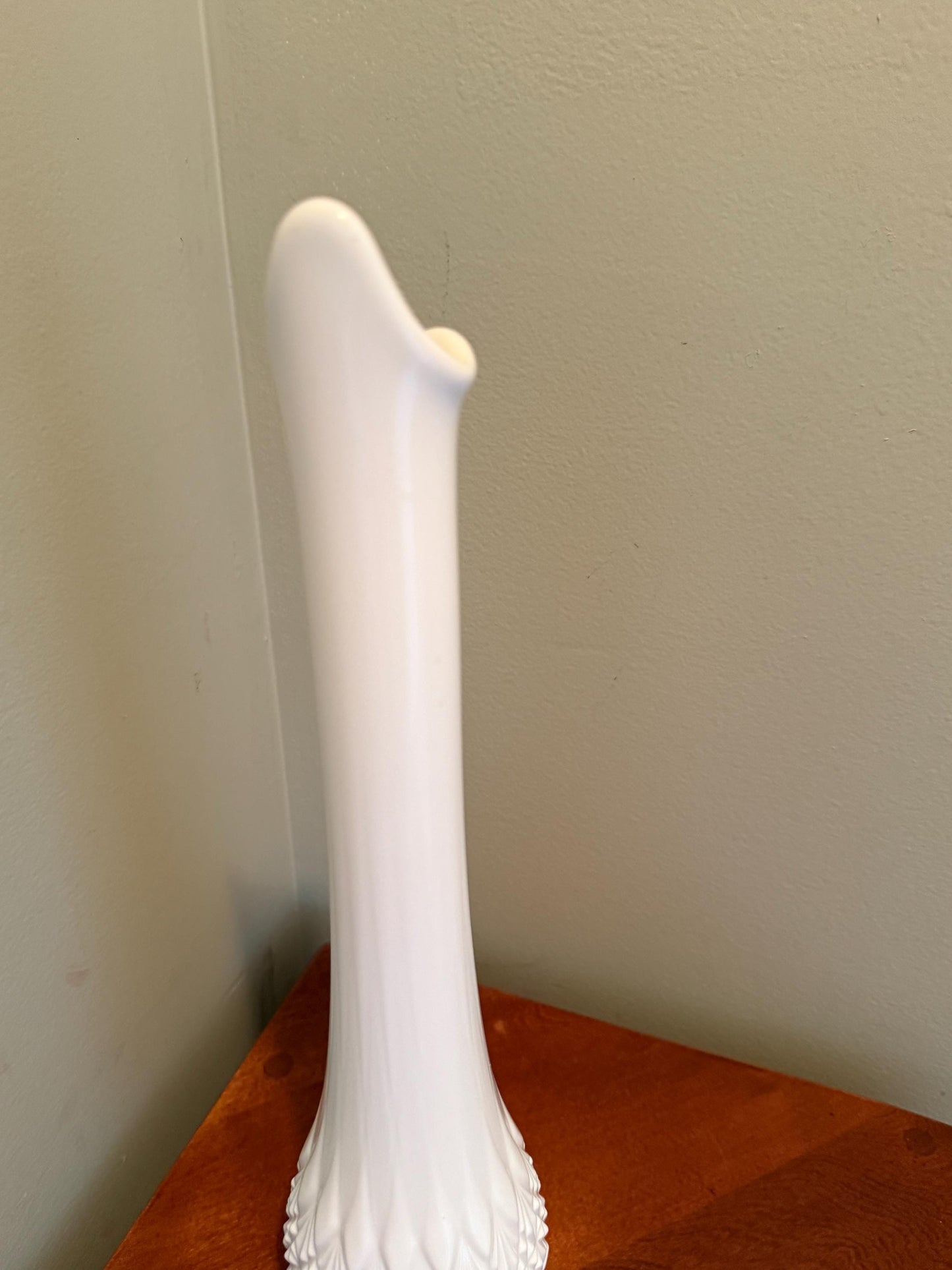 Vintage Fenton Milk Glass White Swung Vase Olde Virginia Glass OVG Glass Art Lover Antiques and Vintage
