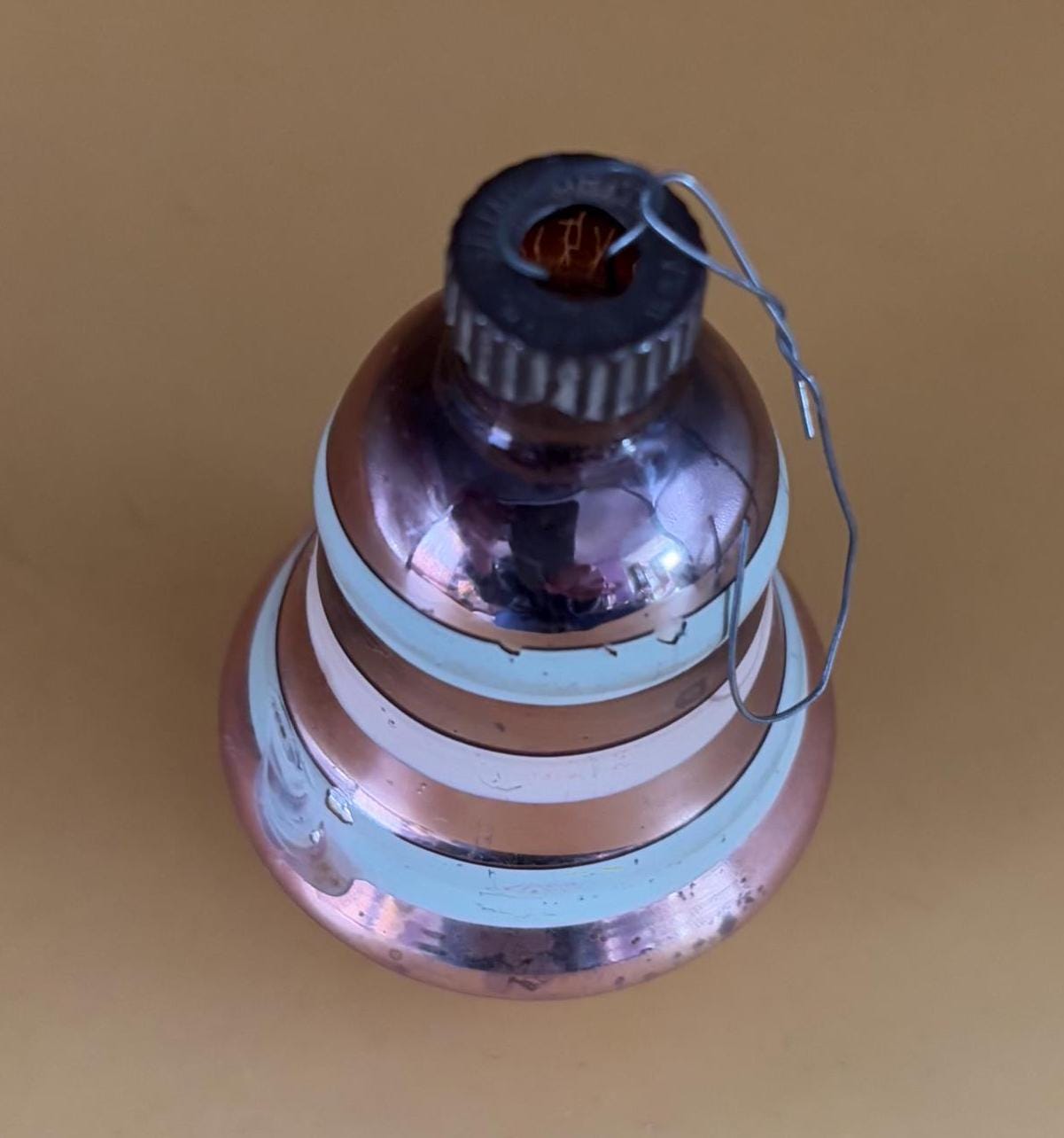 Vintage Made in USA Shiny Brite Striped Bell Ornament Circle Circa 1940’s Lover Antiques and Vintage