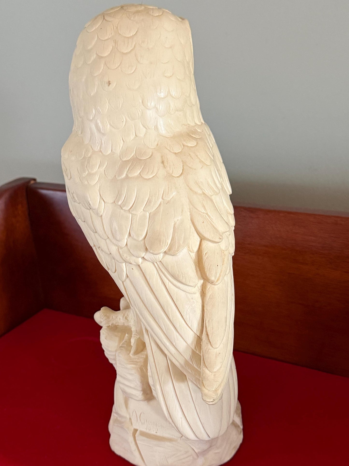 Vintage Great Horned Owl Carved by A. Giannelli Carved Alabaster Owl Statue Made in Italy Lover Antiques and Vintage