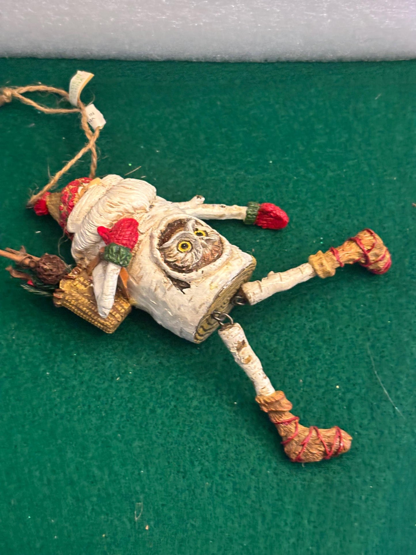 Vintage Santa Claus with Owl Hanging Ornament Figurine Christmas Ornaments Old St. Nicholas St. Nick Vintage Art Dangling Legs