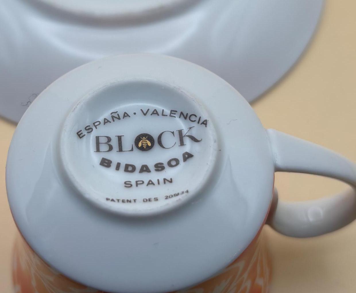 Vintage Block Bidasoa Spain Porcelain Tea Cup and Saucer Espana Valencia Collection Lover Antiques and Vintage