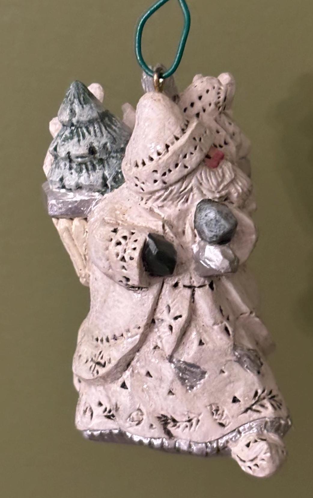 Vintage Pam Schifferl Santa Hand Painted Santa Ornament Lover Antiques and Vintage