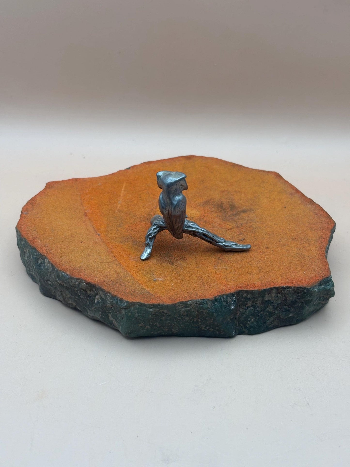Vintage Pewter Owl on Branch Figurine Lover Antiques and Vintage