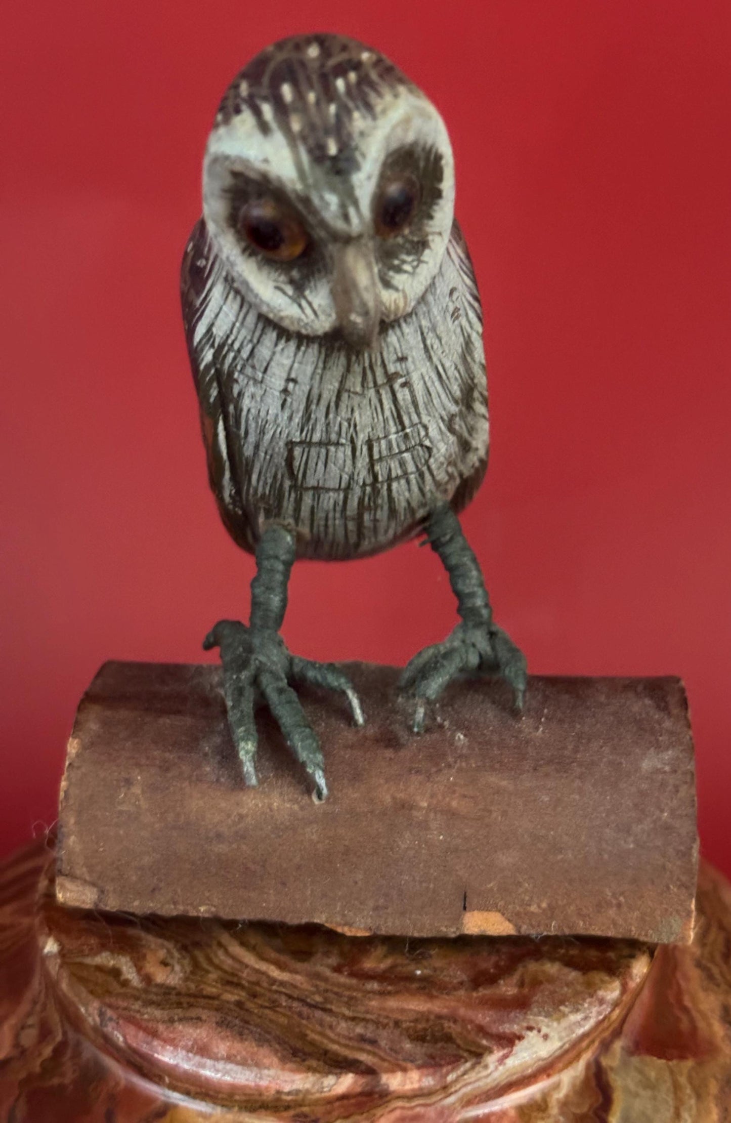 Vintage Owl on a Log Carved Wood Hand Painted Folk Art Signed CB Chuck Binder West Virginia Lover Antiques and Vintage